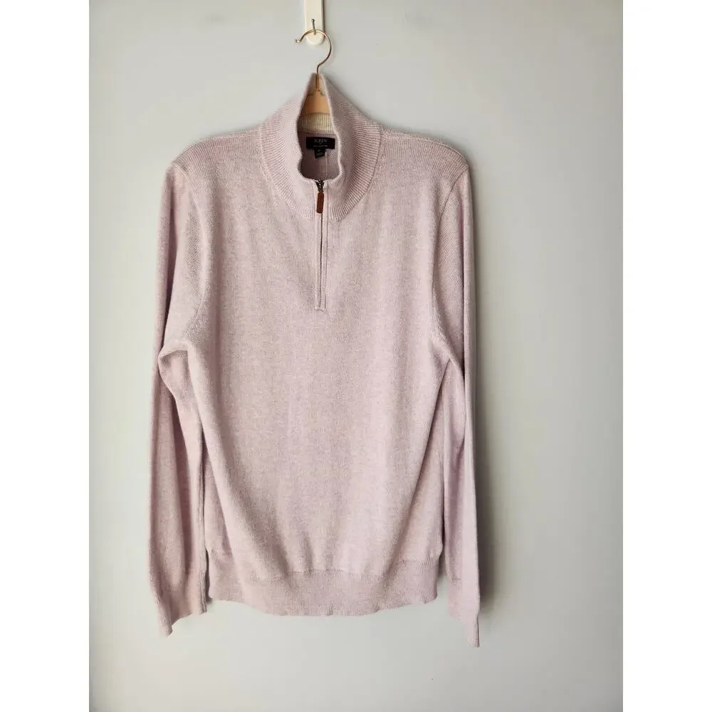 NWT J. Crew Cotton Quarter-Zip Sweater Heather Light Purple Wisteria M